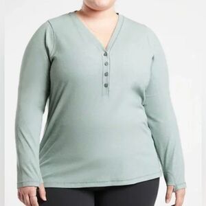 NWT Athleta Uptempo Ribbed Henley Top Size 3X.
